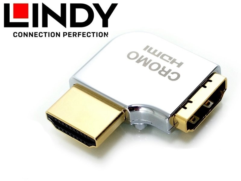 LINDY 林帝 CROMO HDMI 2.0 鋅合金鍍金轉向頭-A公對A母 水平向左90度旋轉